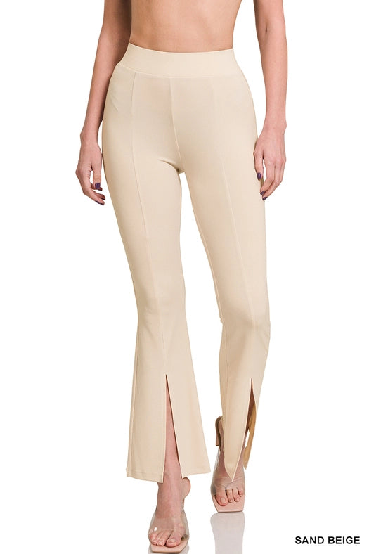 SI-24390 Ity High Rise Front Slit Flare Pants