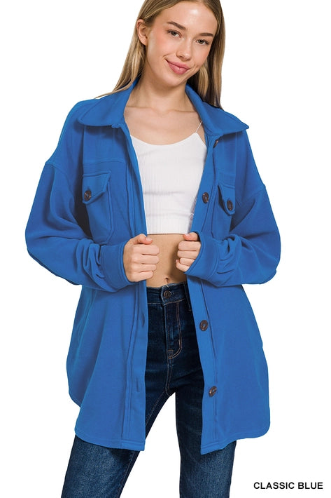 SI-23162 Oversized Fleece Shacket w/ Elbow Patch