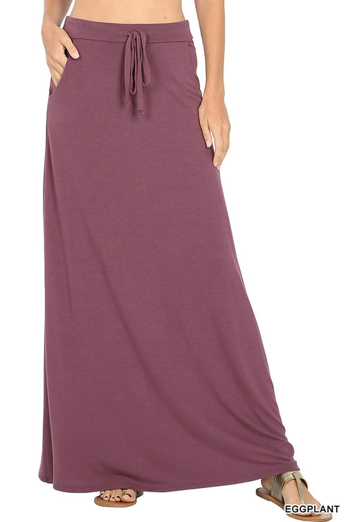 SI-16194 Premium Maxi Skirt Drawstring Waist & Pockets