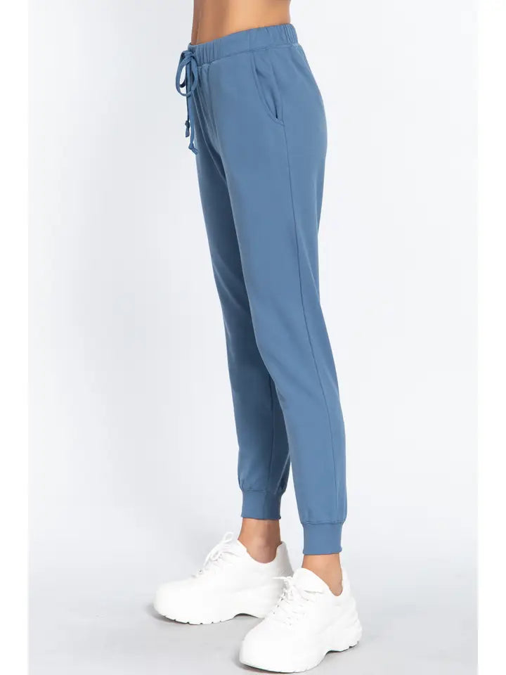 SI-11171 Two Tone French Terry Fitted Jogger Pants